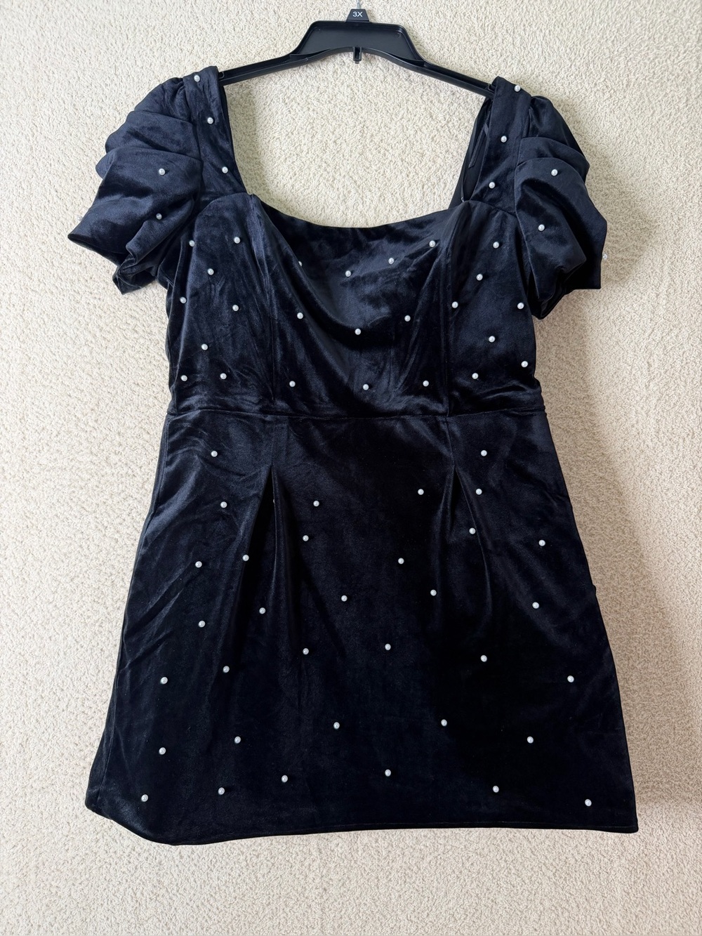 Lulus Luxe Possibilities Black Velvet Pearl Mini Dress Size XL NWT - Picture 2 of 12